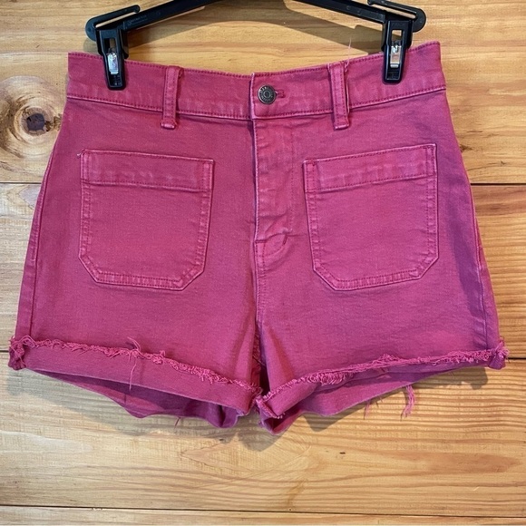 Madewell High Rise Red Denim Shorts: Garment Dyed Edition 25 - Picture 4 of 11